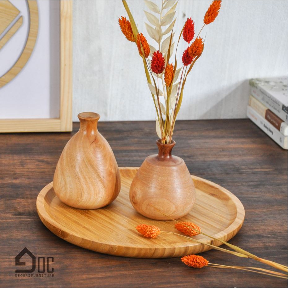 Lọ hoa gỗ, bình hoa gỗ đẹp cắm hoa lụa, hoa khô, hoa giả Góc Decor