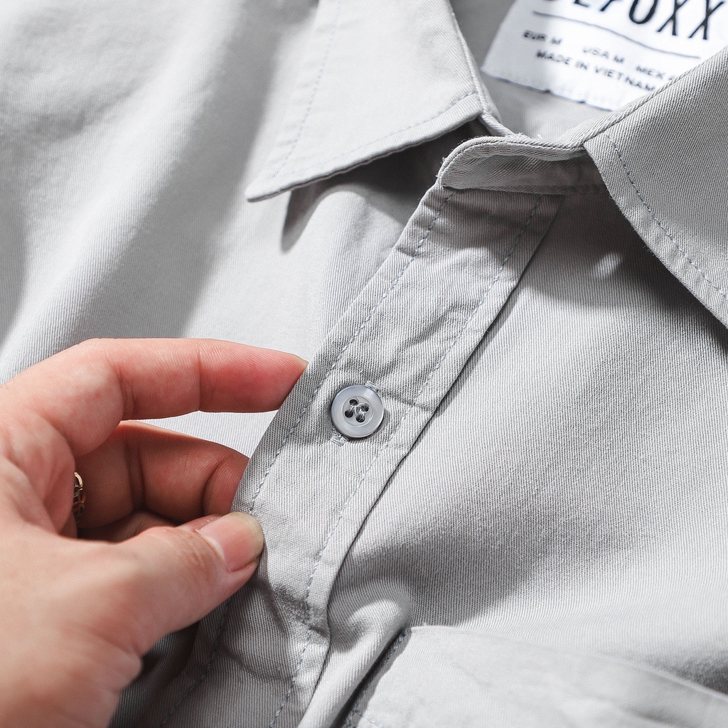 Aó sơ mi NAM denim kaki Defoxx (Form Slim,chất vải kaki xử lí,mềm mịn thoáng mát Hàng VNXK) | BigBuy360 - bigbuy360.vn