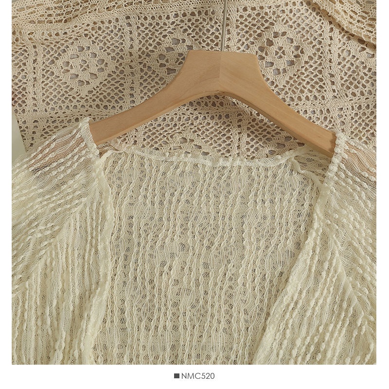 Áo Cardigan Mỏng Tay Dài Phồng Xuyên Thấu Phong Cách Phương Tây Thời Trang Mùa Hè Mới 2023