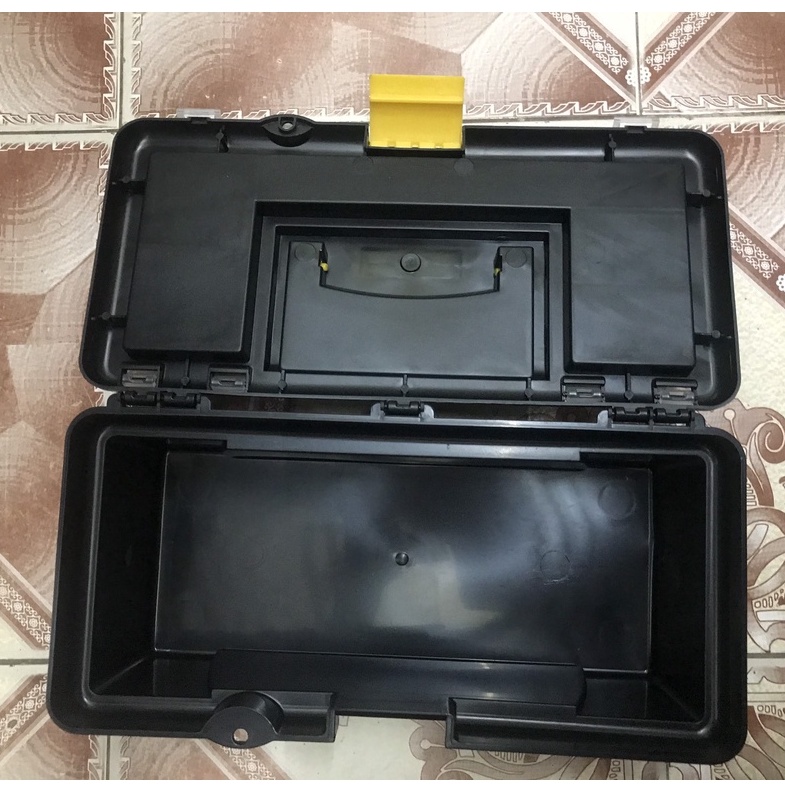 Thùng đồ nghề nhựa đen nắp trong 12inch 12x15x30cm