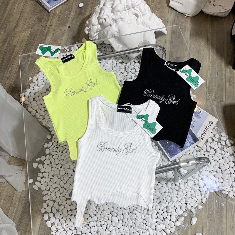Áo Croptop 2 dây “Bling Bling”———đính đá lấp lánh