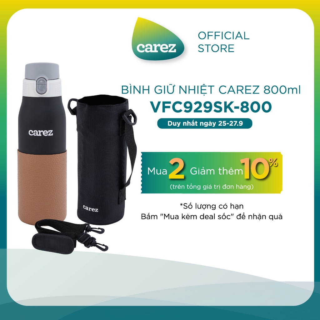 Bình Giữ Nhiệt cao cấp Superlight Carez VFC929SK-800 màu đen tặng kèm túi đựng