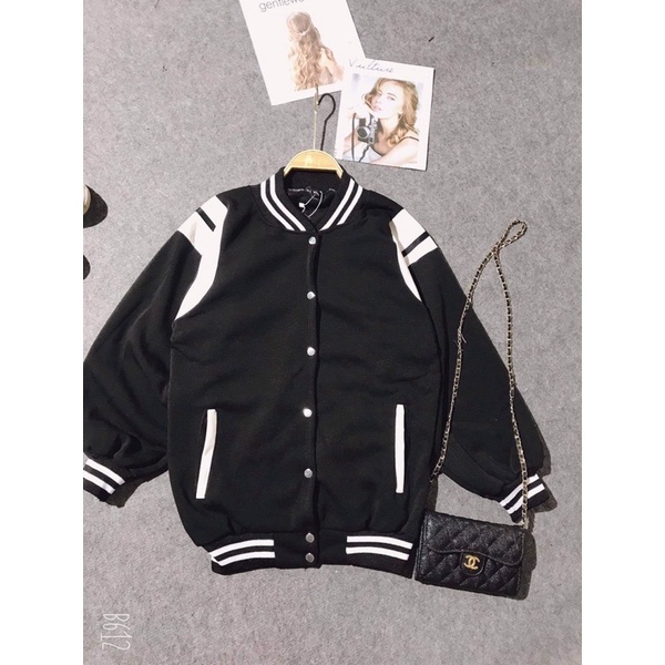 Áo khoác bomber phối vai trắng freesize dành cho nam và nữ