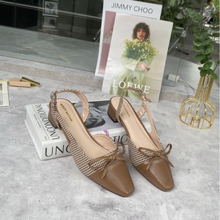 Giày cao gót nữ mũi vuông Toffly Slingback Captoe phối nơ cao 3cm size 35 đến size 42 cho nàng ngoại cỡ - Toffly Shoes
