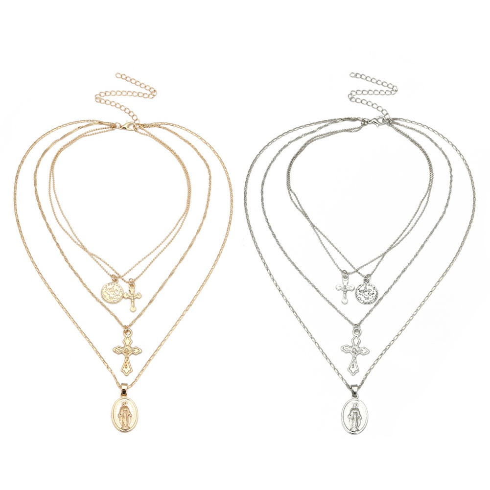 Dây chuyền nhiều tầng mặt hình Thập giá độc đáo thời trang cho nữ