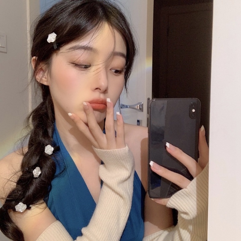 Kẹp tóc hoa trà màu trơn dễ thương Loli