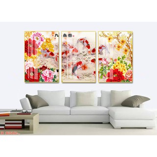 Tranh trang trí 40x60cm bộ 3 bức Cửu ngư quần hội 20 mẫu