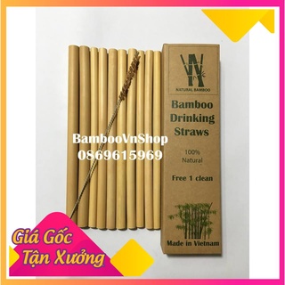 Set 10 ỐNG  HÚT TRE (có 1 ống hút trân châu) tặng 1 que cọ xơ dừa - Nhà Sản Xuất