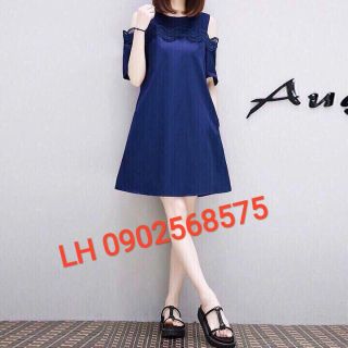 Đầm bầu phối ren gợn sóng váy bầu đầm suông đầm oversize