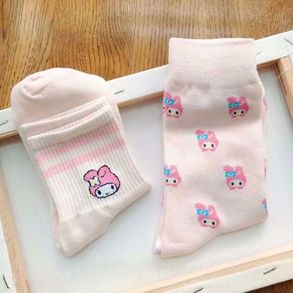 Vớ cotton họa tiết melody cinnamoroll kawaii hoạt hình Nhật Bản Anime dễ thương thời trang xuân thu thoáng khí