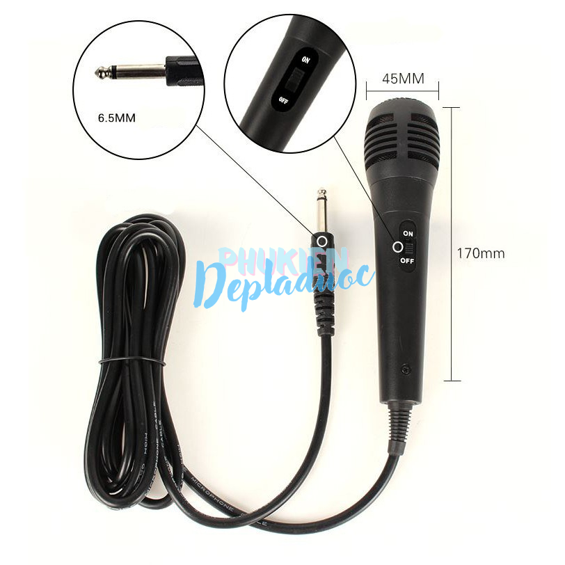 Micro có dây karaoke jack 6.5mm nhỏ gọn dùng được cho nhiều loại loa, âm thanh hay.