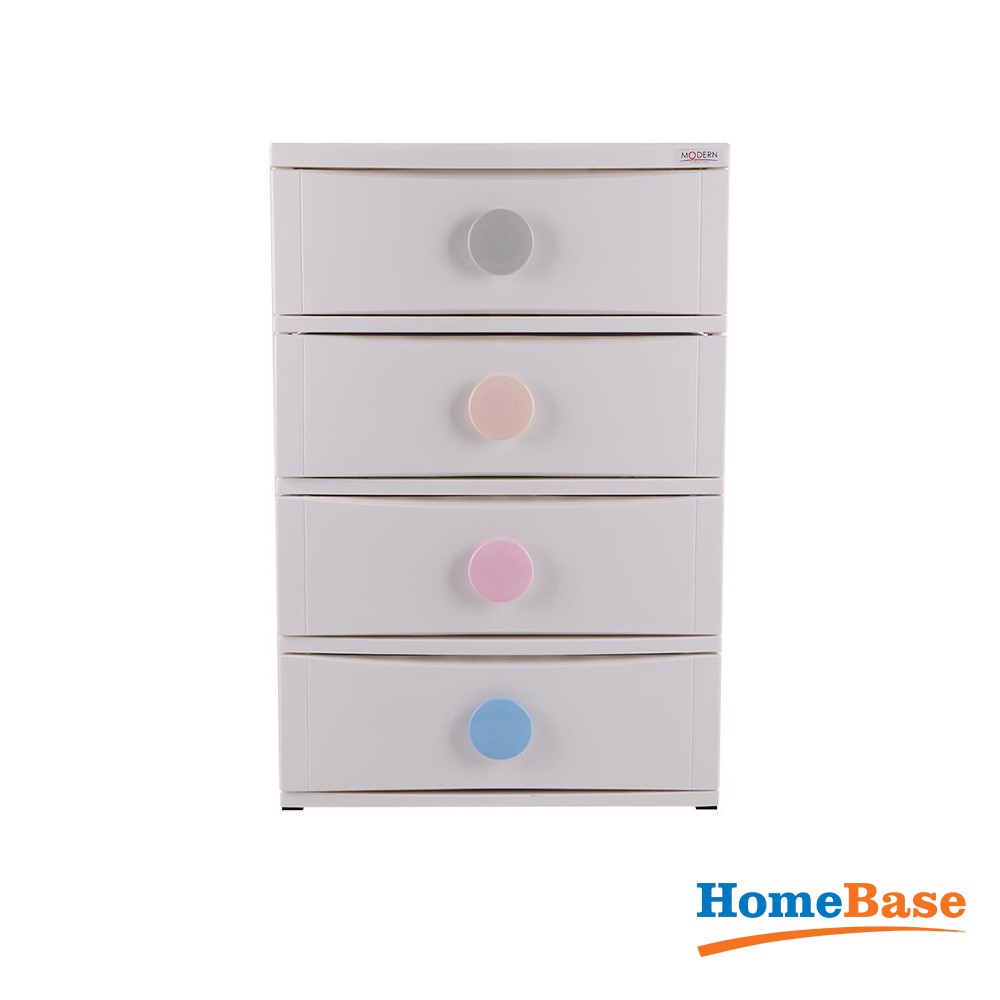 HomeBase STACKO Tủ nhựa đa năng 4 tầng có bánh xe Thái Lan W45xD56xH85cm Trắng