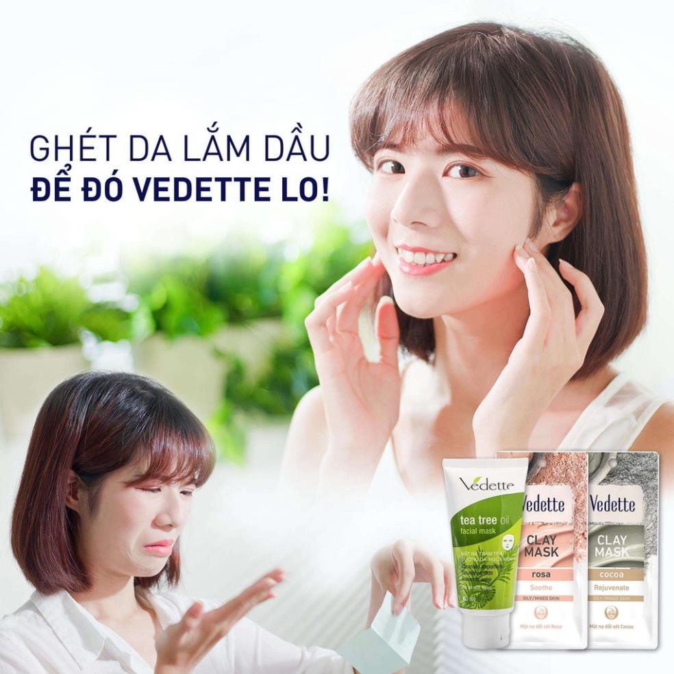 Combo 6 Mặt Nạ Đất Sét 12g Các Loại VEDETTE - Hấp thụ bã nhờn, Bụi bẫn và Se khít lỗ chân long