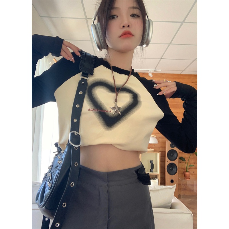 Áo Thun Lửng Tay Dài Dáng Rộng In Hình Gia Vị Kiểu Retro Mỹ Cá Tính