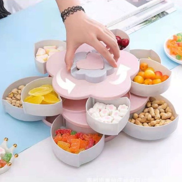 [FREESHIP❤️] KHAY ĐỰNG MỨT 10 NGĂN DẠNG XOAY HÌNH CÁNH HOA TẾT 2021