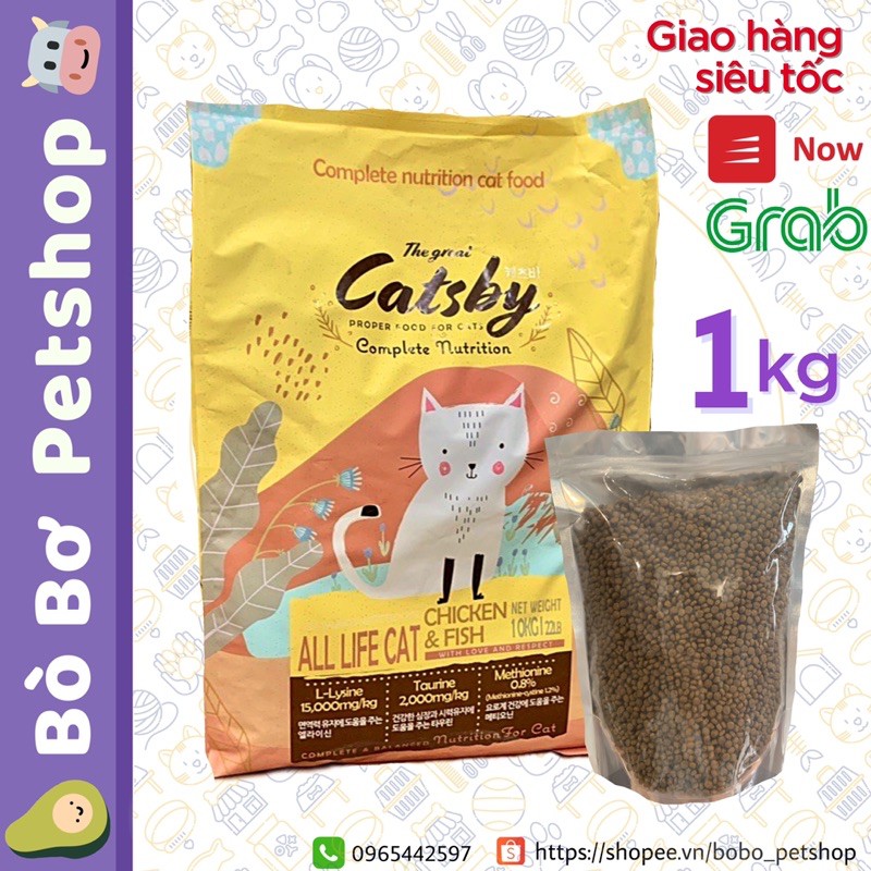 Hạt thức ăn khô Catsby cho mèo 1kg