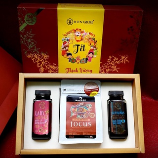 – Quà tặng Tết gồm Mật ong rừng cao thảo dược Lady + Gentleman 310g + Cà phê nguyên chất đặc sản 250g