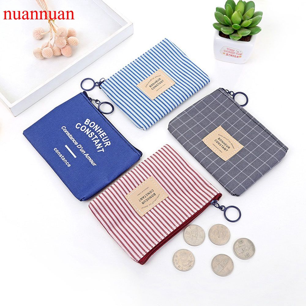 Ví tiền mini vải canvas đựng chìa khóa thẻ xinh xắn