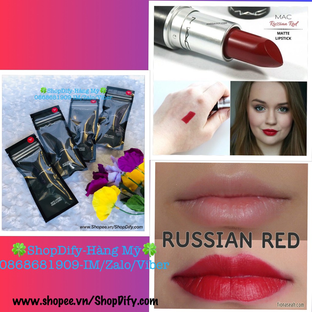 💄 {Chính hãng, Bill Mỹ} Son MAC Lipstick Mini RUSSIAN RED 💄