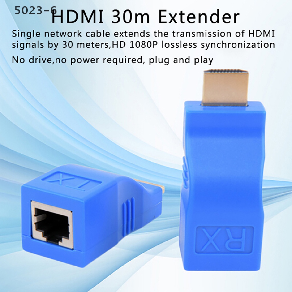 Set 2 đầu nối dài cáp mang LAN 1080p hdmi sang RJ45 Cat 6 màu xanh dương 5023-6
