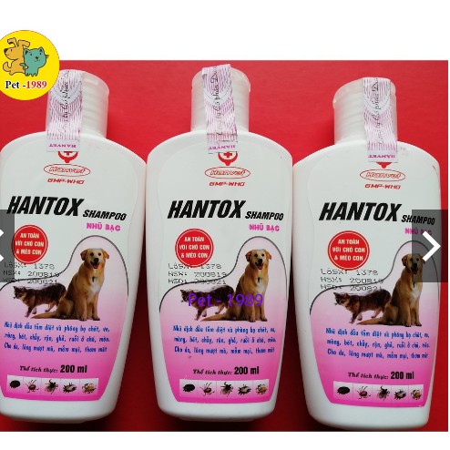 Sữa tắm diệt bọ chét ve rận trên chó mèo Hantox 200ml