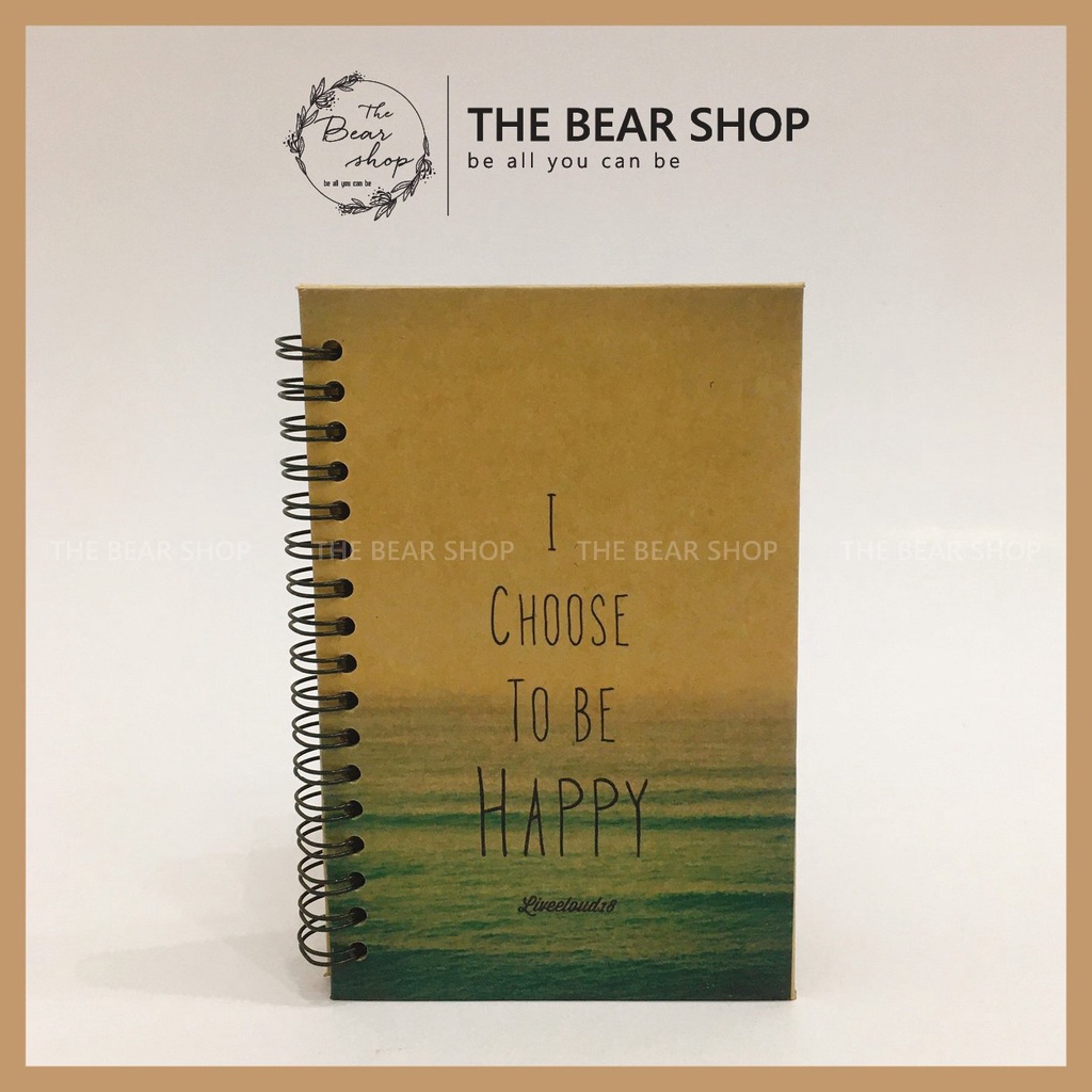 Sổ tay ghi chép handmade vintage Có Dòng Kẻ - Khổ A5 bìa cứng giấy kraft - The Bear Shop