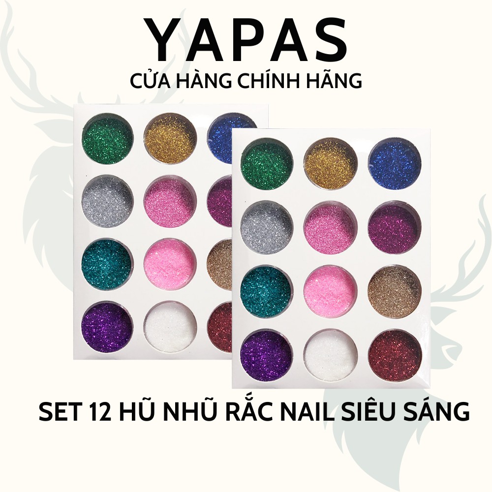 Set 12 màu nhũ rắc móng , nhũ rắc nail siêu sáng