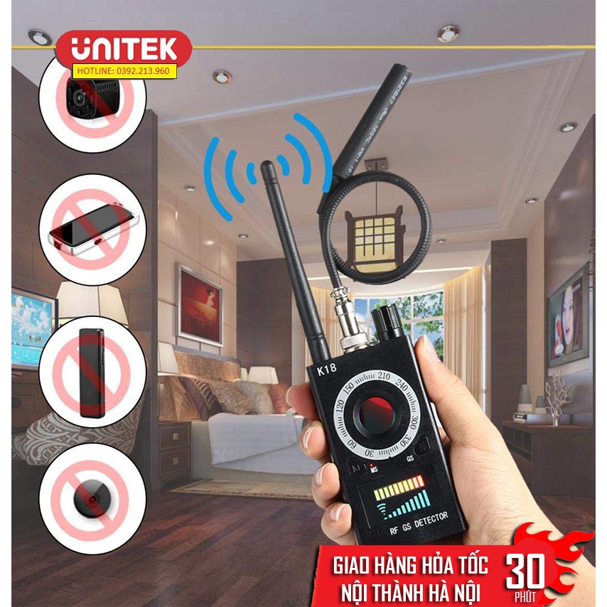 Máy phát hiện Theo Dõi Camera, GPS, Nghe Lén, Định Vị K18 RF Detector Cao Cấp