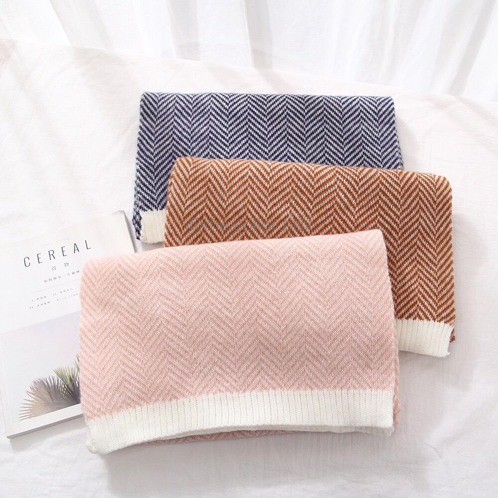 Khăn len choàng cổ mùa đông chất mềm họa tiết xương cá size 180x40cm - Mã LE08 The Collar Box
