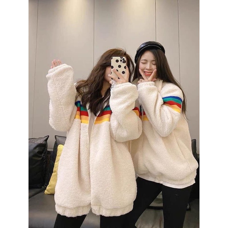 Áo khoác đôi nam nữ lông cừu Adidas hàng QC loại 1 lót nhung dày dặn