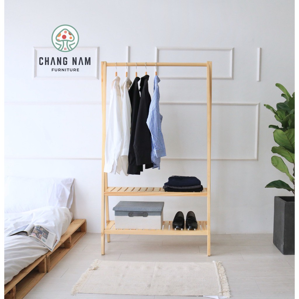 GIÁ TREO QUẦN ÁO CHỮ A HÀN QUỐC 2 TẦNG LẮP RÁP - NGANG 86CM - MÀU GỖ TỰ NHIÊN | BigBuy360 - bigbuy360.vn