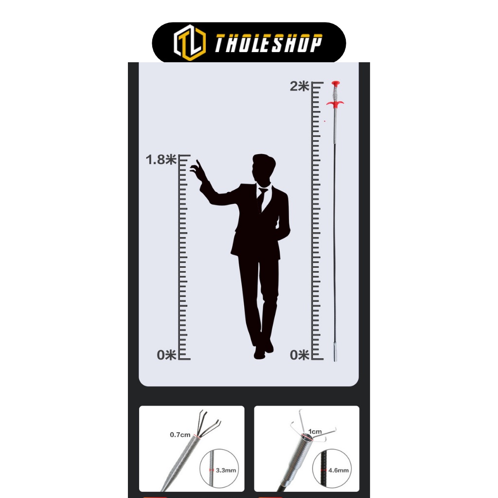 Dụng Cụ Thông Tắc - Cây Gắp Rác Thông Cống Thiết Kế 2in1 Nhiều Kích Cỡ  4000