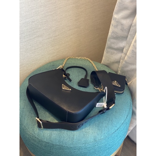 Túi Xách P RA DA Chất Da Xước Sz22cm