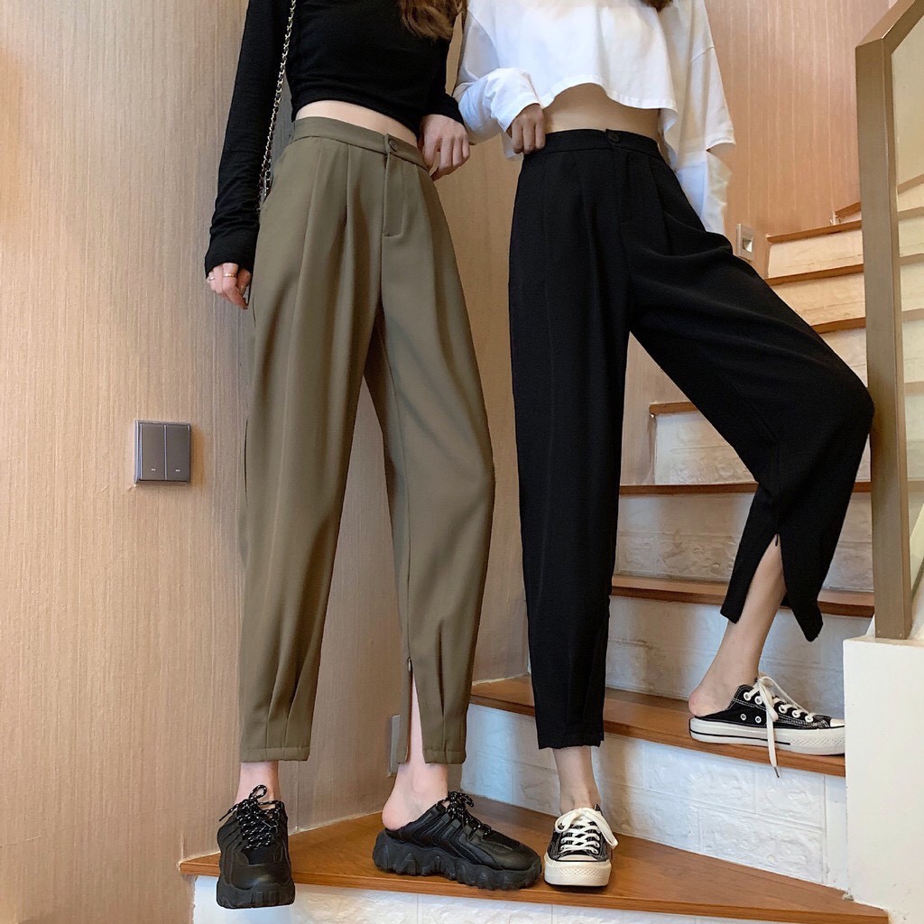 Quần baggy cao cấp kiểu dáng công sở ống khóa kéo chân tôn dáng