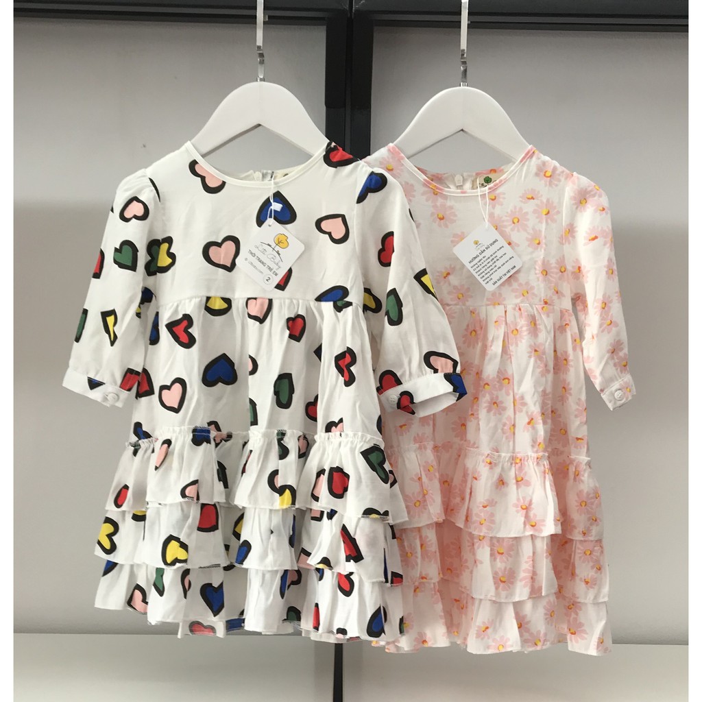 Váy 3 Tầng Hoa Tim LITIBABY Thời trang trẻ em dành cho bé gái size 2-10 tuổi
