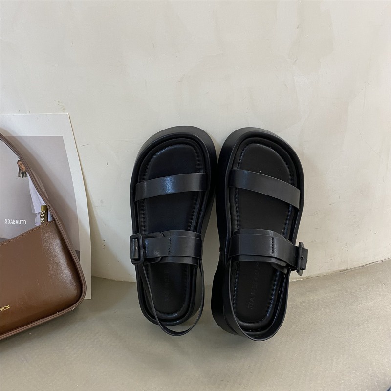 Oeggeo shop Xăng đan Đế Bệt Cài Hai Nút Cho Nữ