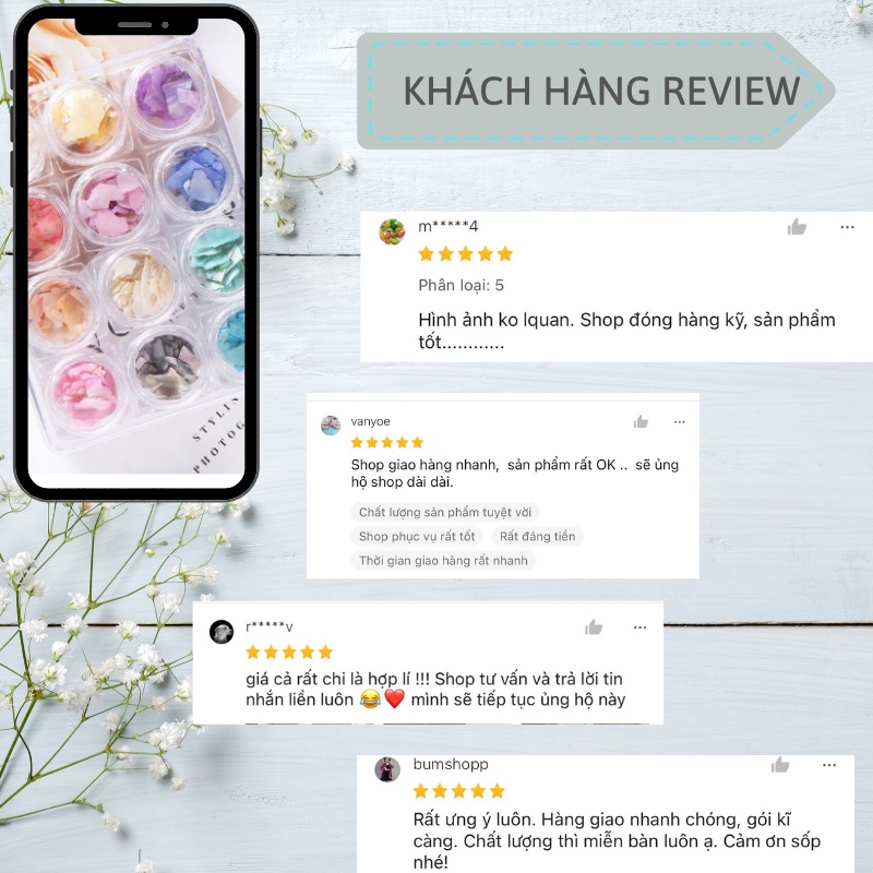 Xà cừ vân đá nail trang trí móng kiểu hàn quốc VUA SƠN AS