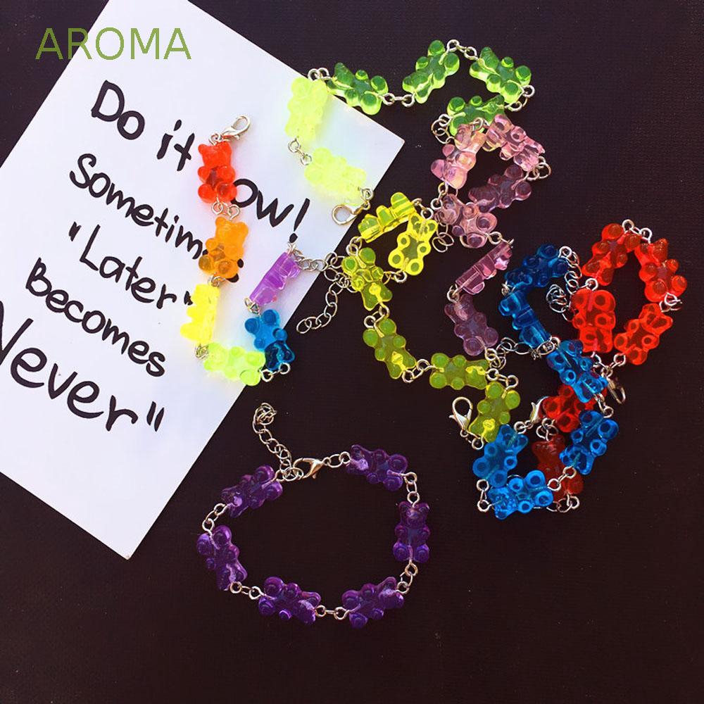 Vòng Tay Nhựa Trong Suốt Phối Mặt Hình Gấu 8 Màu Độc Đáo