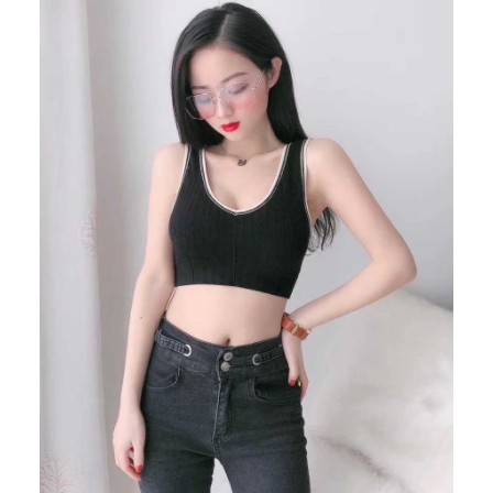 Áo tập gym yoga kèm đệm mút dáng thể thao chất MUỐI TIÊU co dãn thoải mái ôm người