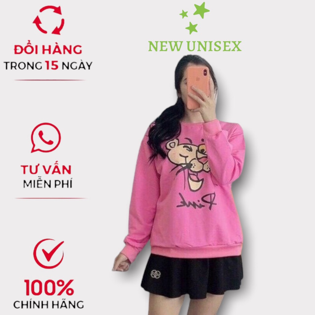 Áo Hoodie in hình hoạt hình chú báo màu hồng ngộ nghĩnh áo dày phong cách Hàn Quốc TP [NewUnisex]