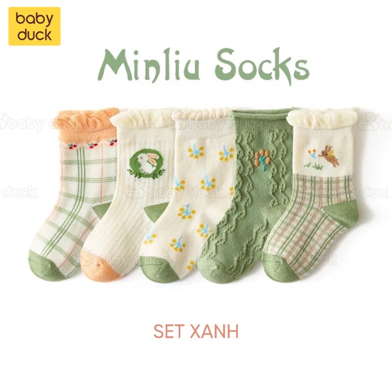 Combo 5 đôi tất/vớ bé gái cao cấp Minliu socks mẫu mới nhất, tất/vớ trẻ em