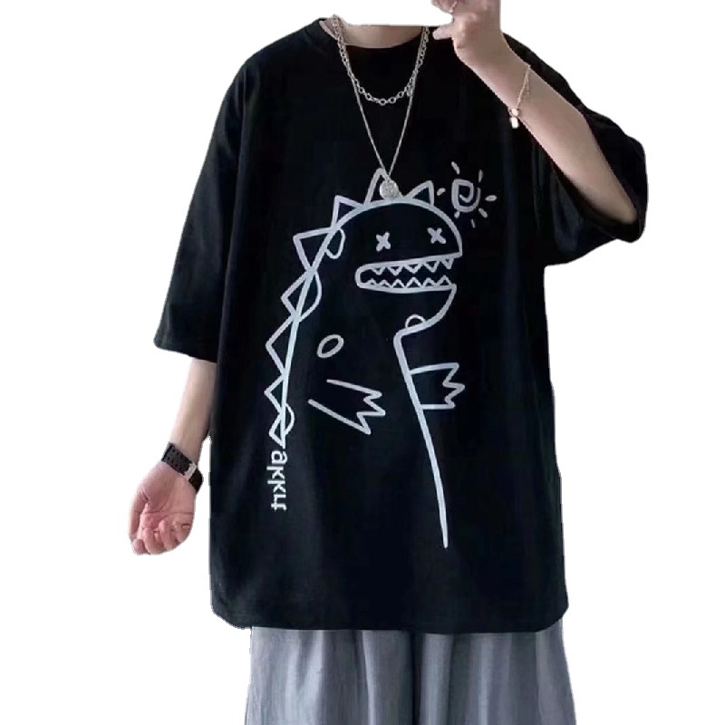 Áo Thun Tay Ngắn In Họa Tiết Hoạt Hình Phong Cách Hàn Quốc Size M-5XL Thời Trang Cho Nam