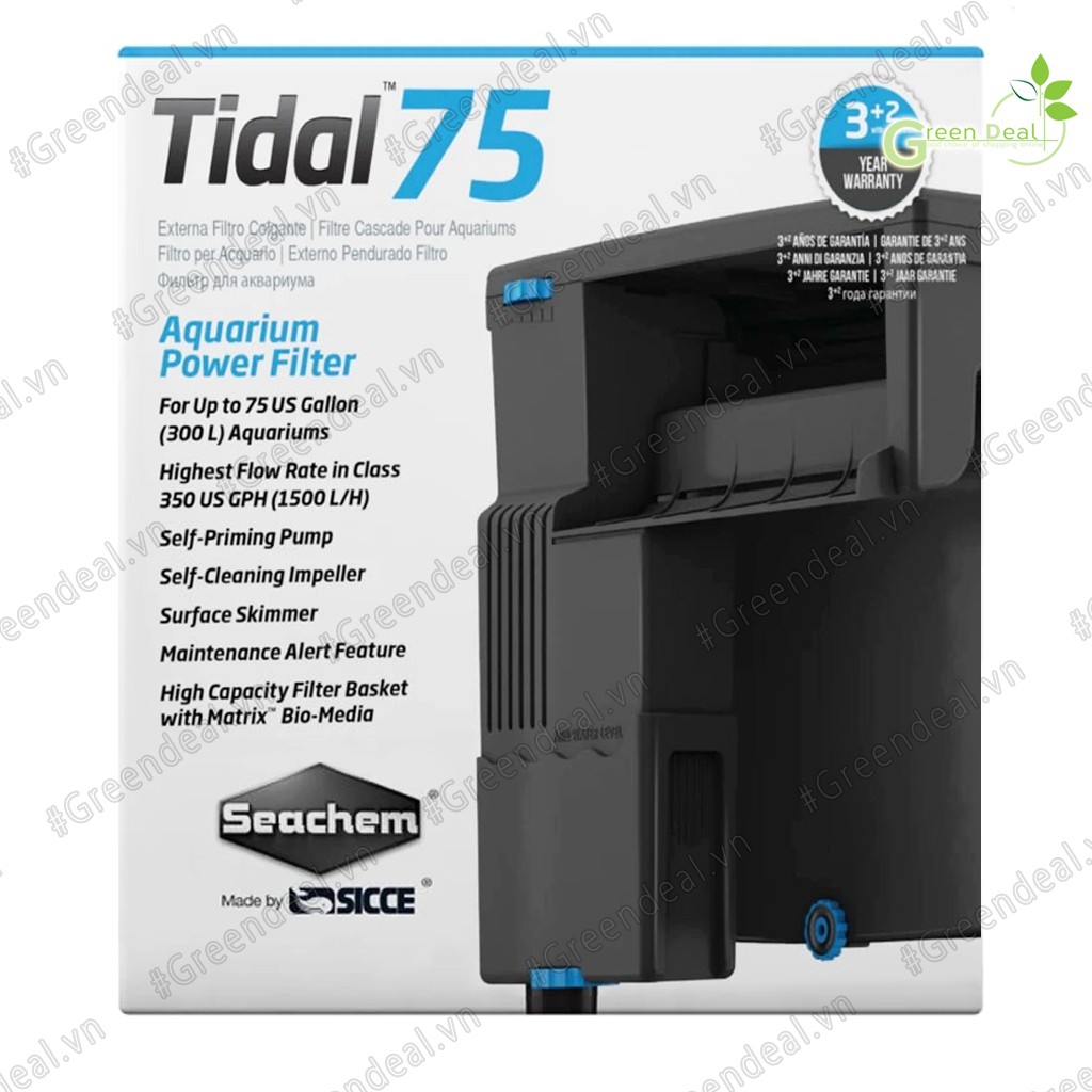 SEACHEM - Power Filter Tidal | Máy lọc thác tích hợp lọc váng làm sạch mặt nước hồ cá thủy sinh