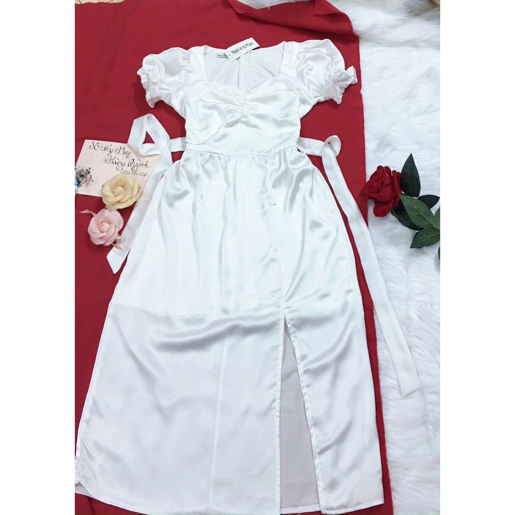rẻ nhất shopee-đầm trắng dự tiệc sẻ tà siêu xinh,đầm maxi trắng dáng dài đi du lịch,dạo phố | BigBuy360 - bigbuy360.vn