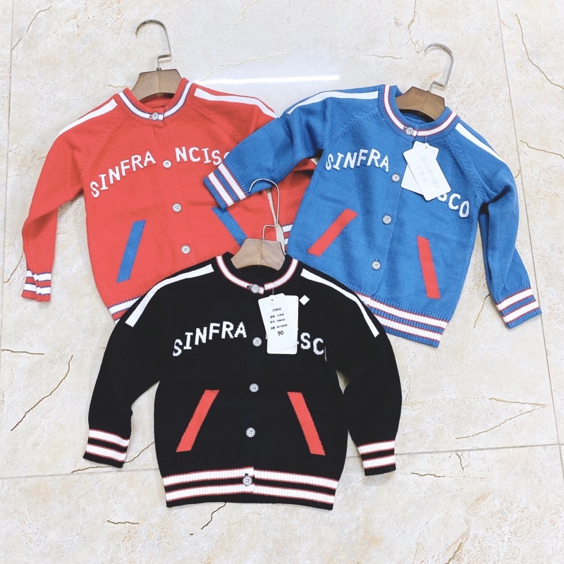Áo Len Cổ Tim, Áo Len Cardigan Cho Bé Trai Size 1-4 Tuổi