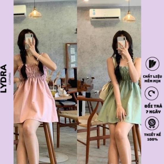 Áo Babydoll 2 Dây Dúm Điệu 4 Màu Nữ Thun kiểu giấu quần bánh bèo tiểu thư hàn quốc đẹp LYDRA