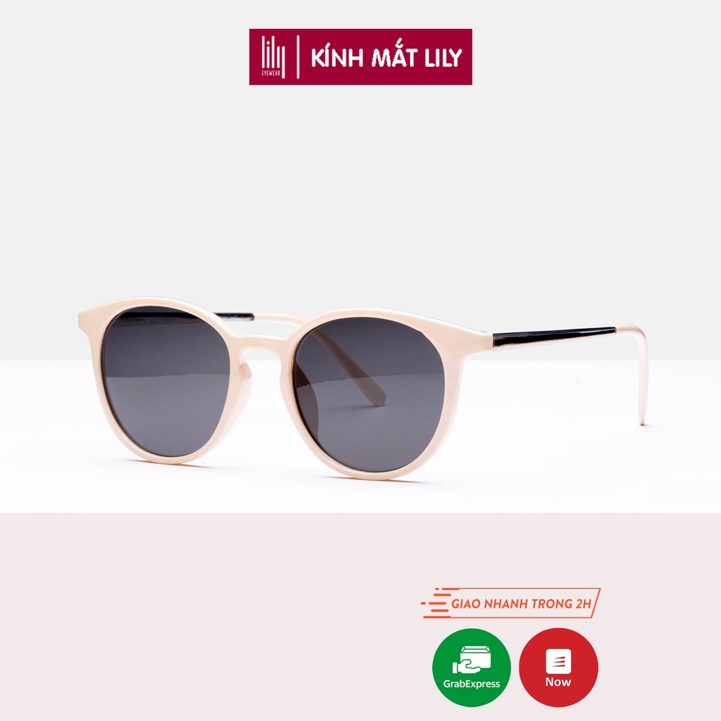 Kính mát nam nữ Lilyeyewear mắt tròn càng kim loại chắc chắn thiết kế thời trang R0006