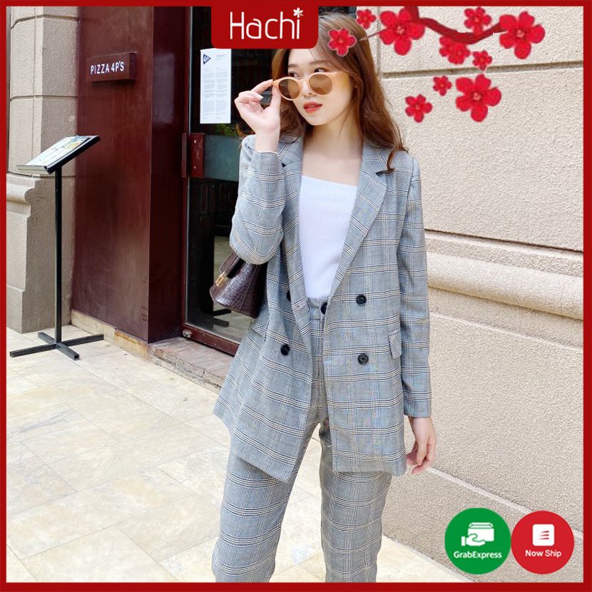 Sét Áo Và Quần Dài kẻ Crô, sét bộ kẻ  2 lớp Hachidesigns