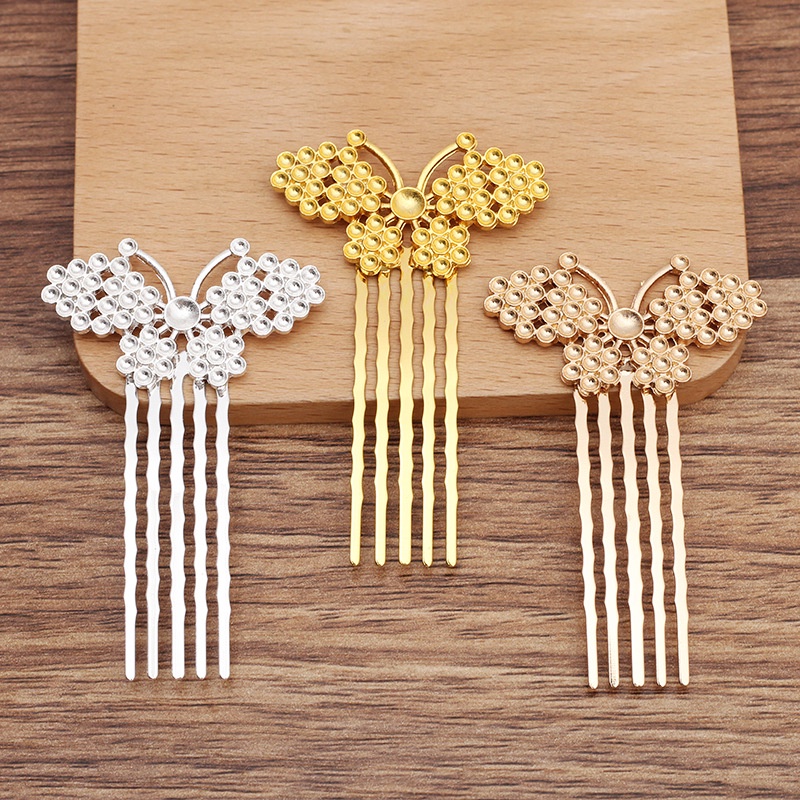 1 cài tóc đúc họa tiết bươm bướm 65*42mm nguyên liệu làm trâm làm trang sức cổ trang
