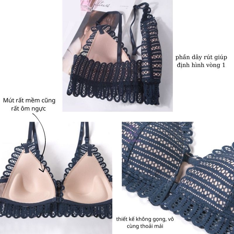 Set đồ lót nữ ren cao cấp quyến rũ thoáng mát không gọng cài trước YUKAGO SE302 | BigBuy360 - bigbuy360.vn